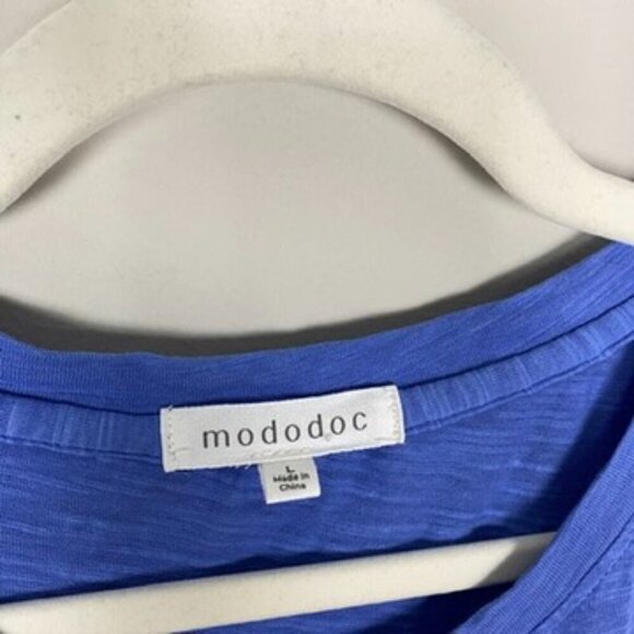 Mododoc Knotted Twist Front Top Womens Large Purple Short Sleeves Boxy - Picture 3 of 7